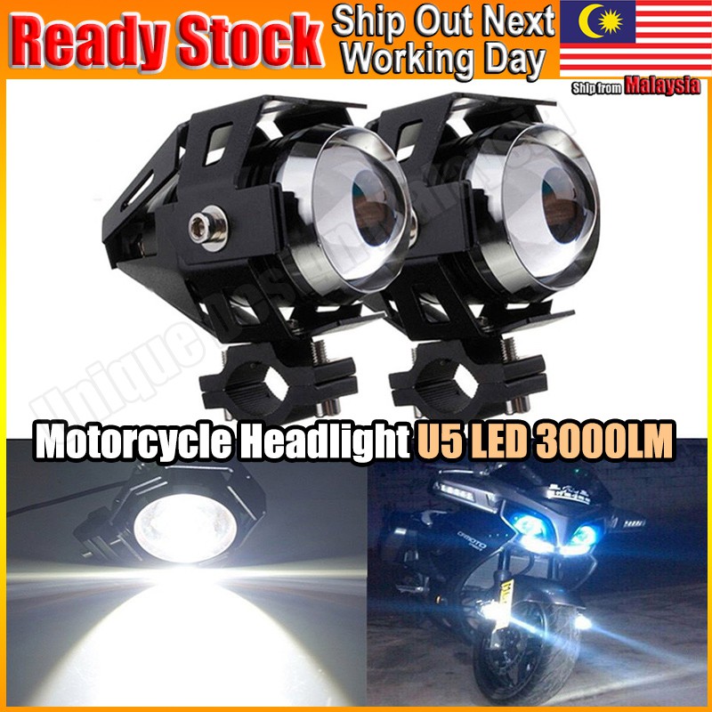 Pcs Motorcycle Headlight U Led Lm Motorbike Front Spotlight Spot