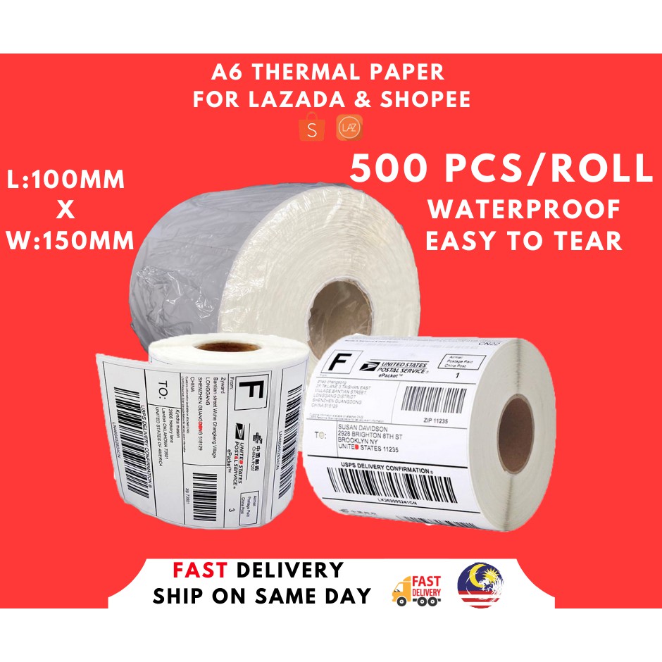 Mco Sale A Thermal Label Paper Pcs For Postage Shopee Lz Shipping