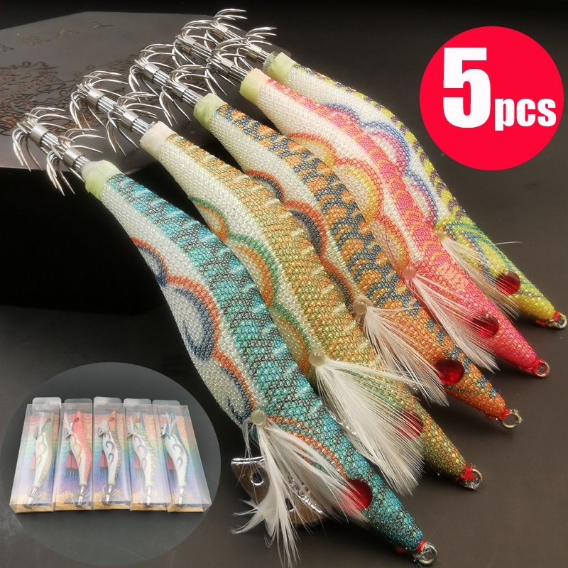 Pcs Lot Candat Sotong Wood Squid Jigs Egi Shrimp Fishing Lures