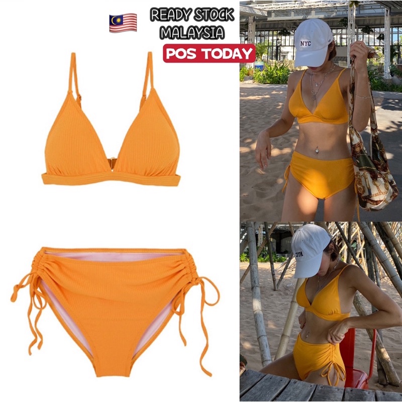 Malaysia Pcs Set Yellow Bikini Swimsuit Swimwear Fast Shipping Baju