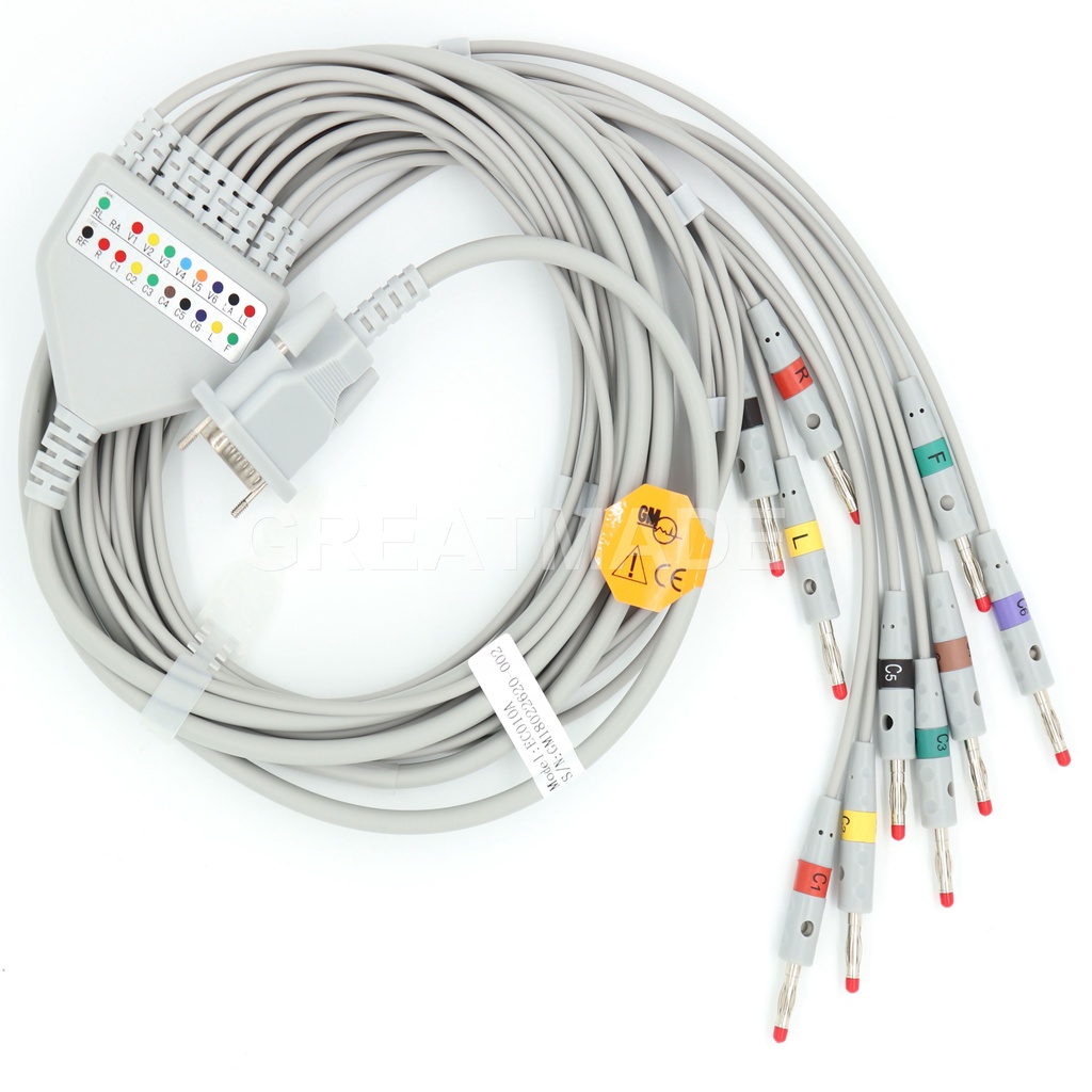 Compatible Schiller Ecg Ekg Cable With 10 Lead Patient Monitor Banana 4