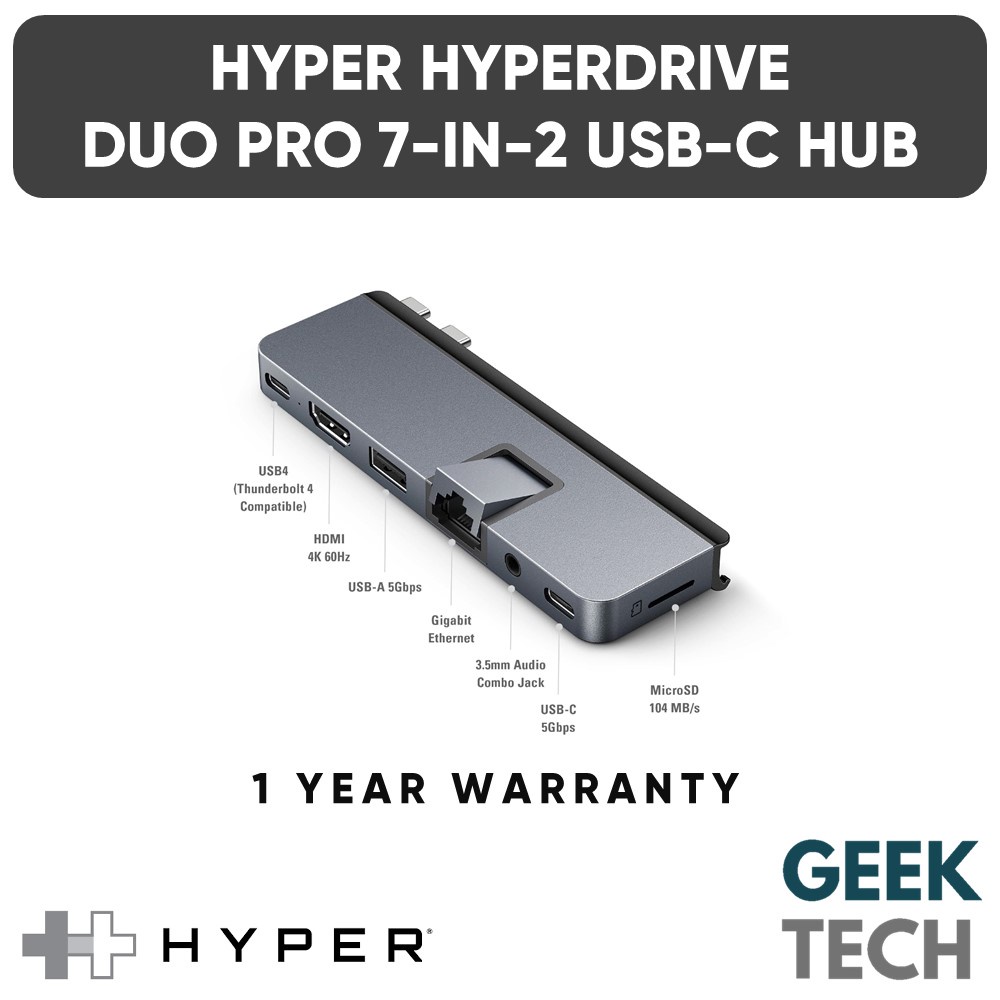 Hyper Hyperdrive Duo Pro In Usb C Hub Hdmi K Hz With Hdr