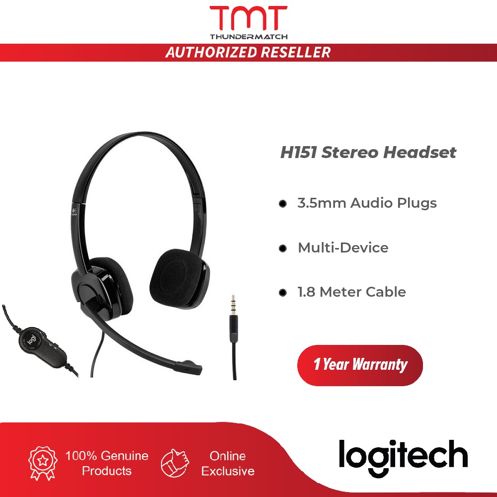 Logitech H151 Stereo Headset Multi Device Headset With In Line