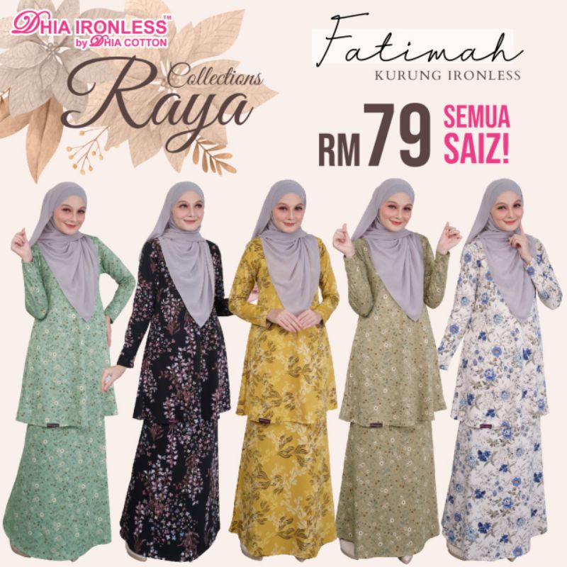 NEW RELEASE DHIA IRONLESS FATIMAH BY DHIA COTTON SAIZ XS 10XL