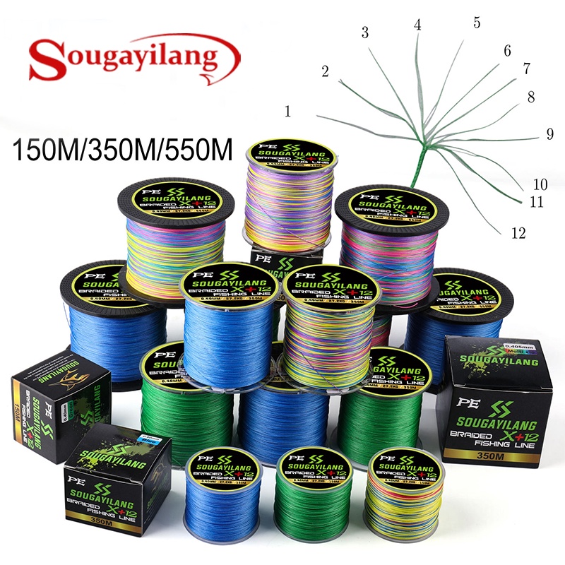 Sougayilang 12 Strands Braided Fishing Line 150M 350M 550M Strong PE