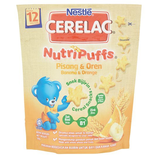 Nestlé Cerelac NutriPuffs Banana Orange Cereal Snacks 50g Shopee