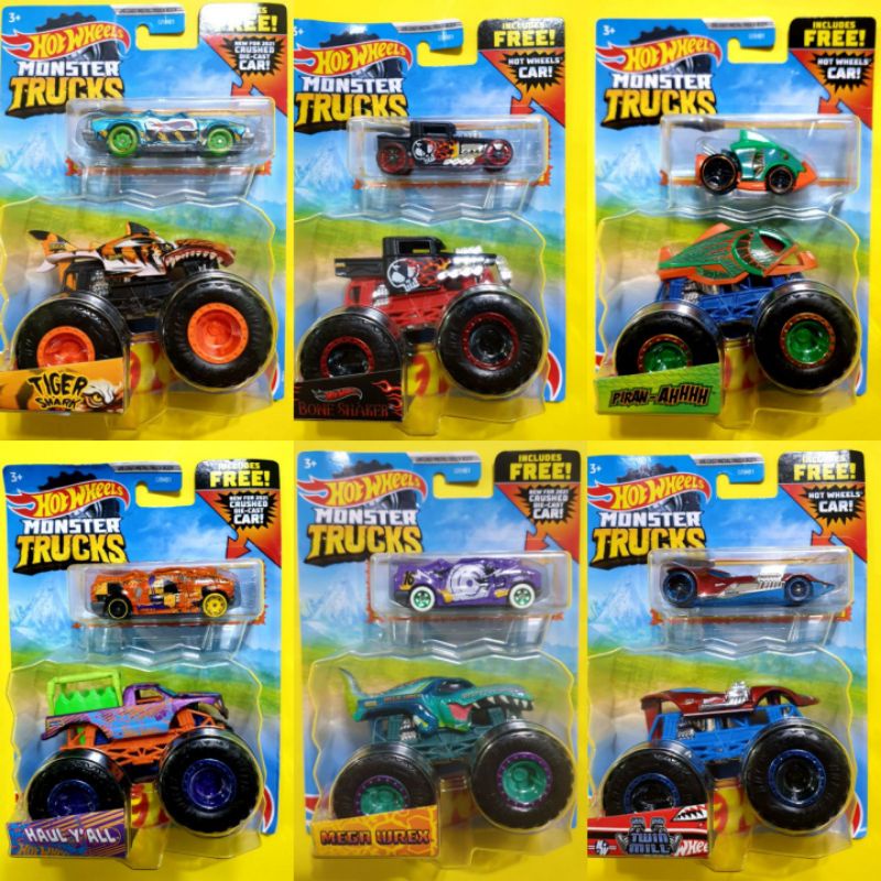 Hot Wheels Monster Truck Twin Mill Bone Shaker Rodger Dodger Demo Derby Haul Yall Tiger Shark