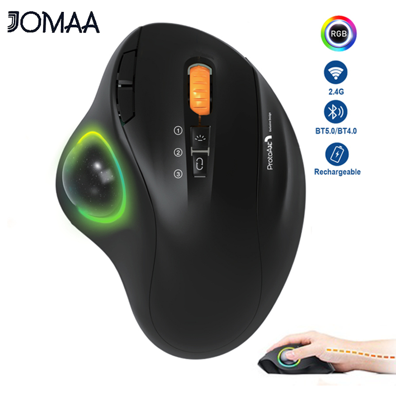 Jomaa Wireless Trackball Mouse Rechargeable Bluetooth Mouse Easy Thumb