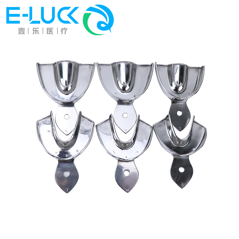 6pcs Set Dental Metal Trays Dentistry Stainless Steel Impression Tray