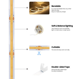 COB LED Strip Light With Switch 5V USB 320LEDs M High Density Flexible