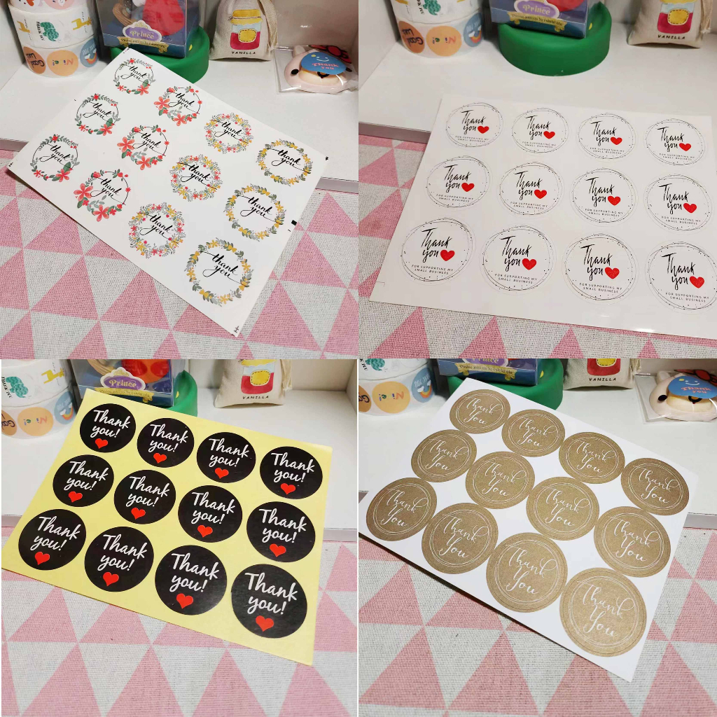 60pcs Thankyou Sealing Sticker Labels Decorative Sticker Baking