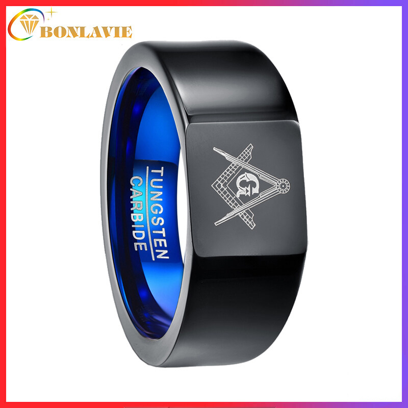 Support EngravingBONLAVIE Men S Vintage Masonic Ring Tungsten Carbide