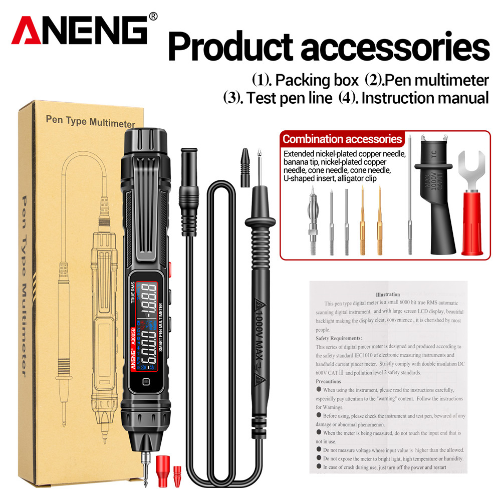 ANENG A3005B Phase Sequence Test Pen Detector Multimetro Instant