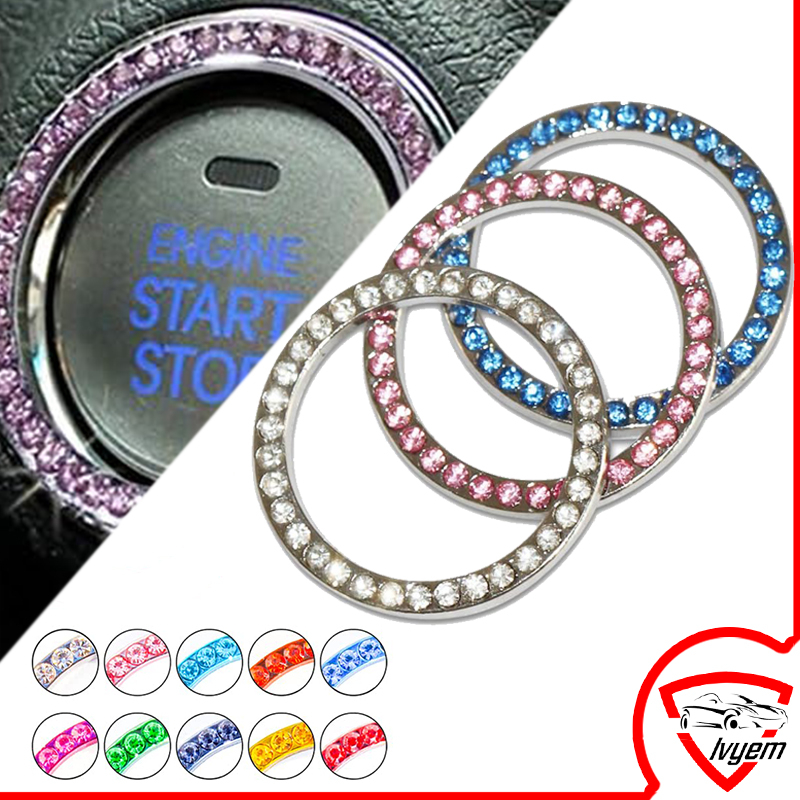 Car Push Button Start Bling Sticker Car Bling Ring Emblem Sticker Key