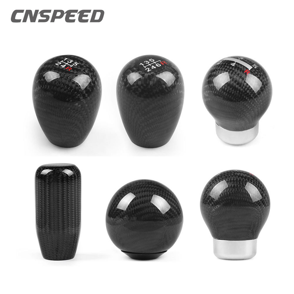 JDM Real Carbon Fiber Gear Shift Knob 5 6 Speed Round Ball Shape Manual