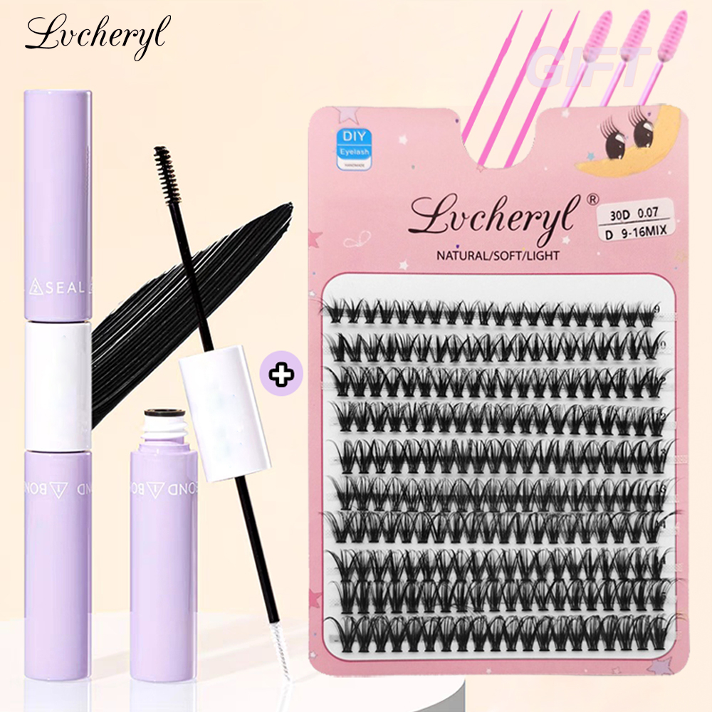 Lvcheryl 10 Rows Eyelash Extension With Glue Seal Set 200pcs 10D 20D