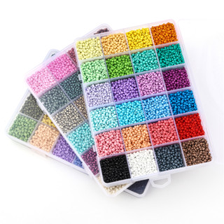 12000pcs Box 3mm Glass Seed Beads Started Kit Small Craft Beads With