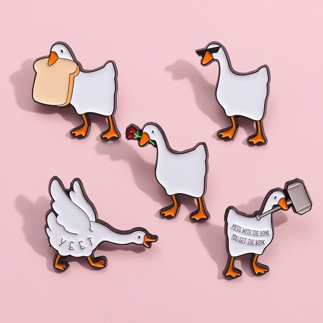 Funny Naughty Goose Enamel Pin Brooches Cartoon Duck Brooch Lapel Pin