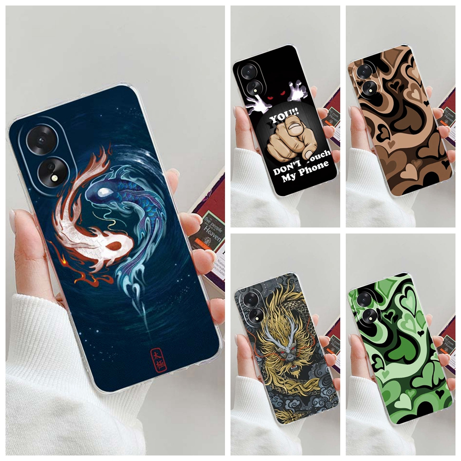 For OPPO A38 4G Case Fashion Cool Pattern Clear Bumper Soft TPU Jelly