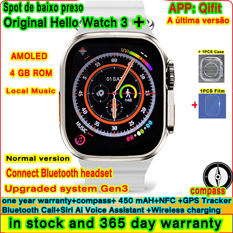 4GB ROM Hello Watch 3 Smart Watch Plus AMOLED NFC Compass 49mm Iwo