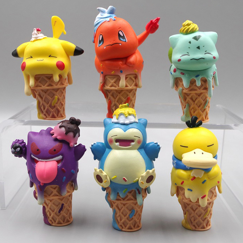 6Pcs Set 8 10cm Pokemon Anime Figure Pikachu Snorlax Gengar Psyduck