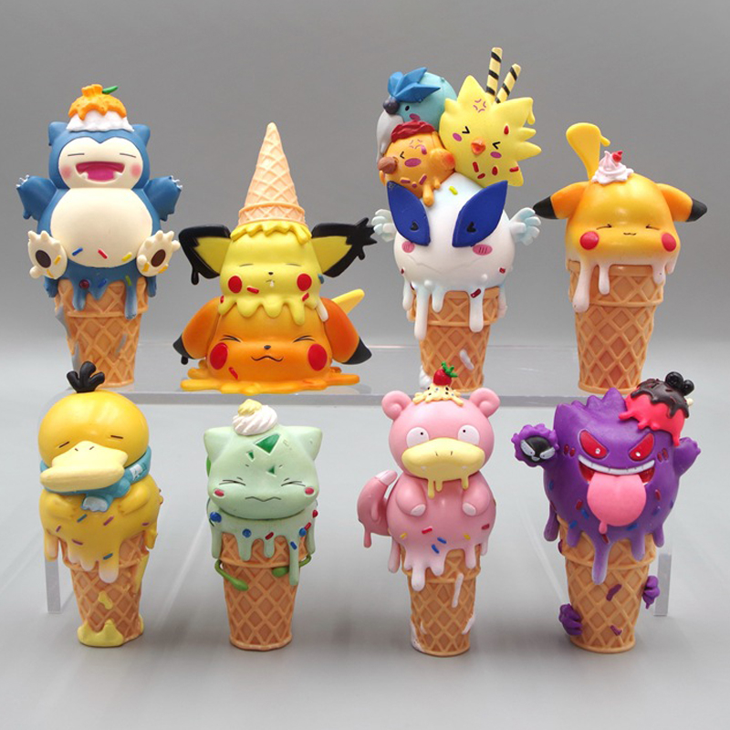 8Pcs Set 8 11 5cm Pokemon Anime Figure Pikachu Snorlax Psyduck Slowpoke