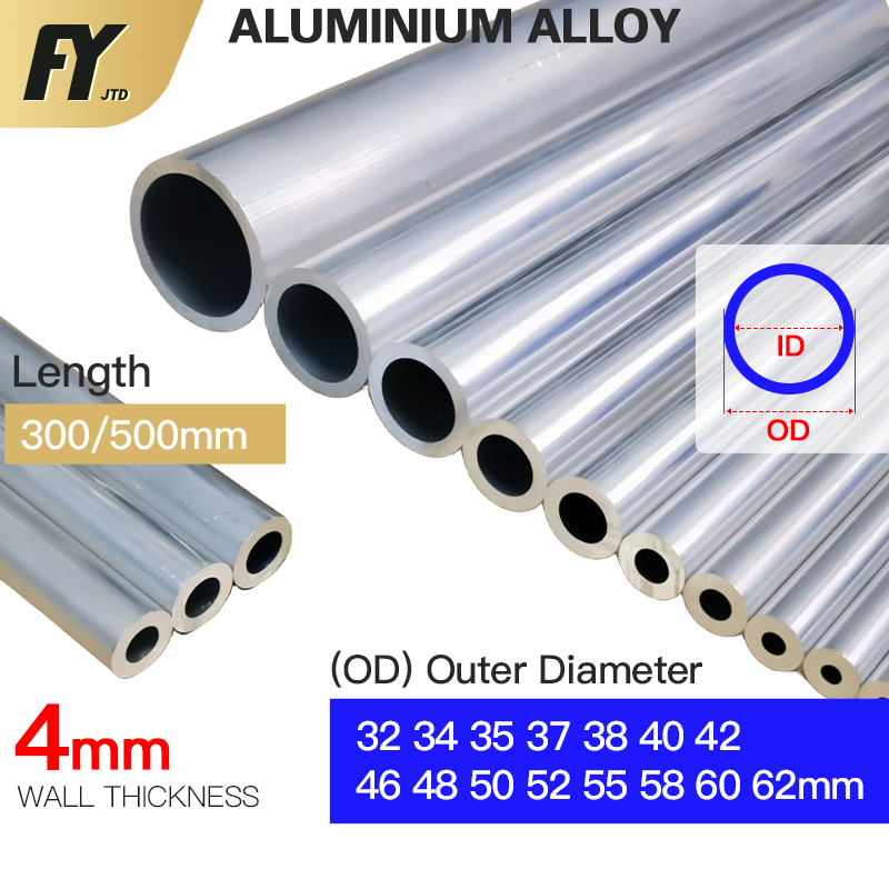 FUYI Aluminum Tube 4mm Wall Thickness Pipe OD 32 62mm Straight 300mm