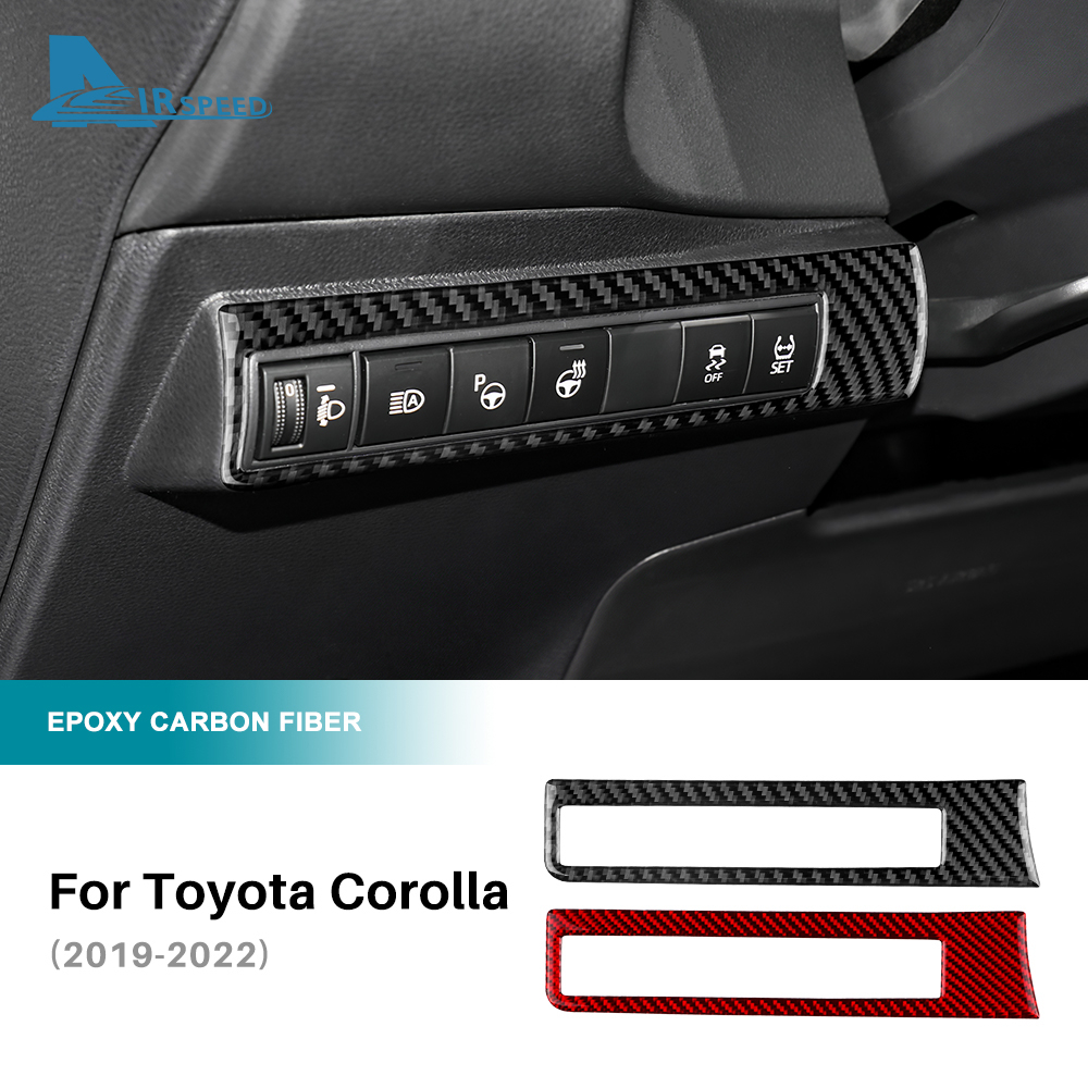 Carbon Fiber Headlight Switch Button Cover Stickers For Toyota Corolla