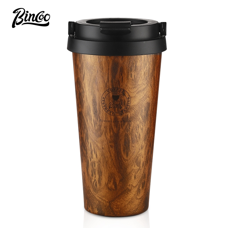 Bincoo Wood Grain Thermal Cup Coffee Mug High End Retro Tea Cup