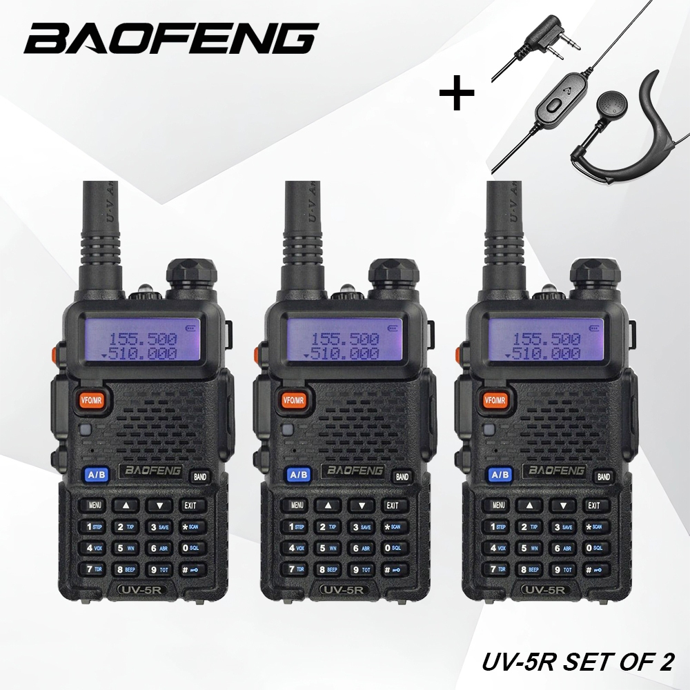 3 PCS Baofeng UV 5R 5W 1800mAh Walkie Talkie VHF UHF Dual Band Two Way