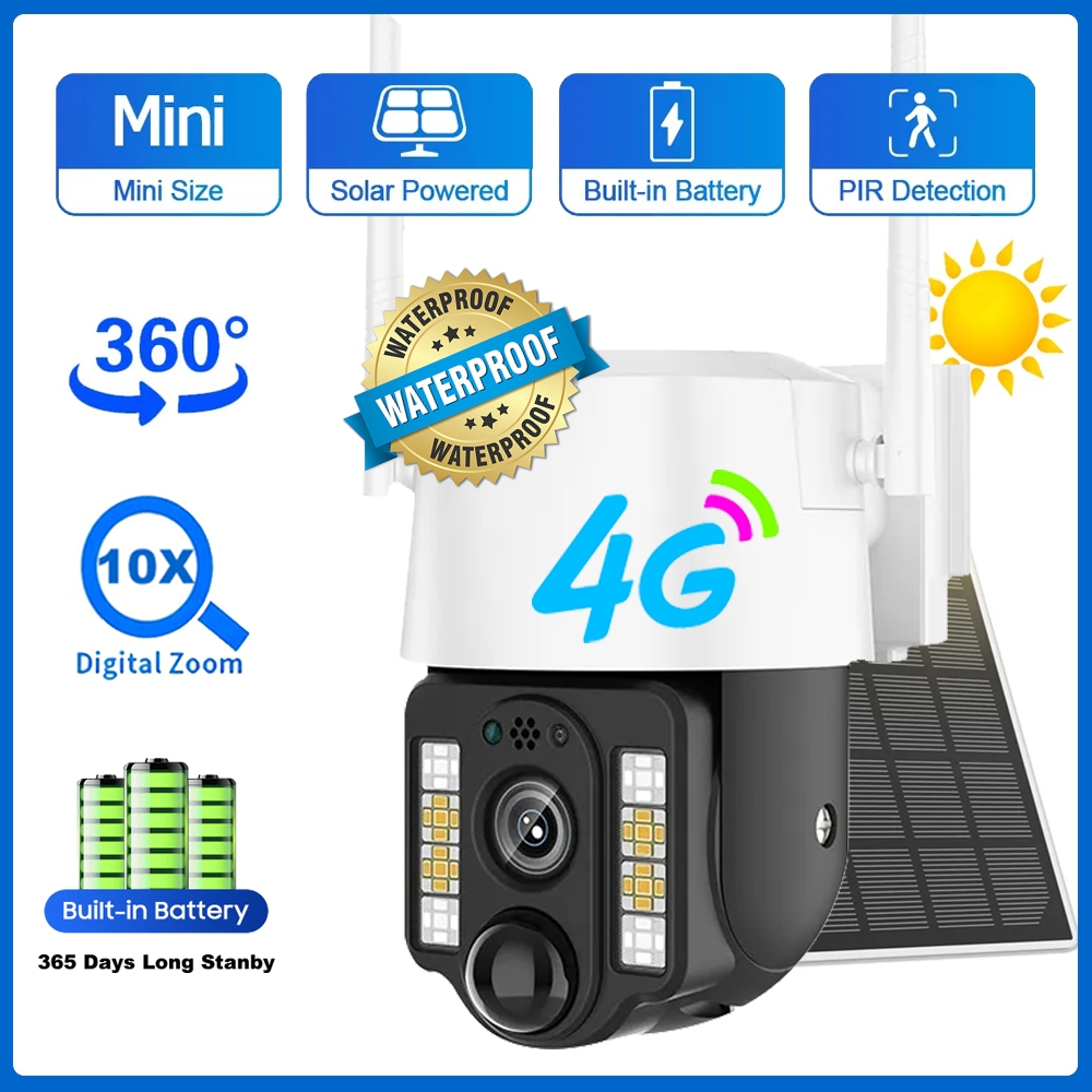 V380 Pro 4G SIM Card Solar Camera 4G SIM 5MP Solar Battery Outdoor