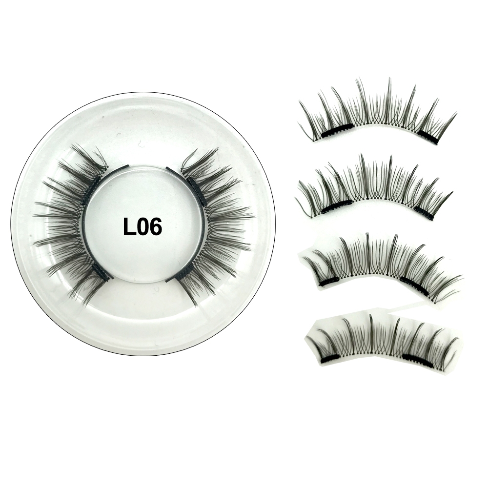 Lvcheryl Pieces Pair Magnetic False Eyelash With Clip Reusable