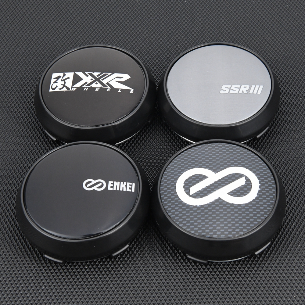 4PCS Car Racing 68MM Clip 64MM Sport Wheel Cap SSR ENKEI Logo Sticker