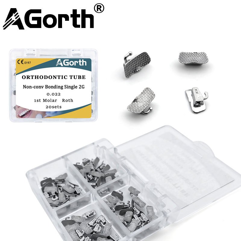 AGorth 20Sets Box Dental Orthodontic Buccal Tube Bondable Non