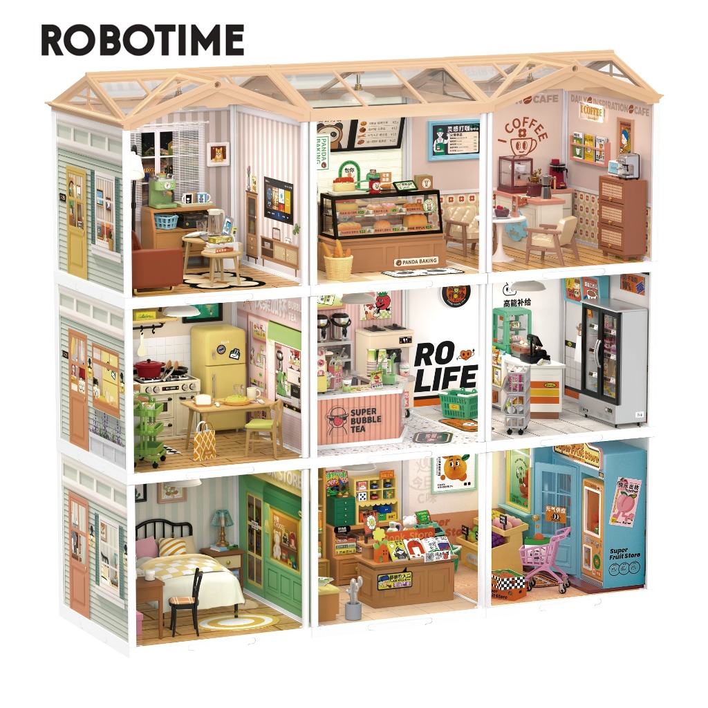 Robotime Rolife Super Creator Plastic Diy Mini Dollhouse 1 24 House LED