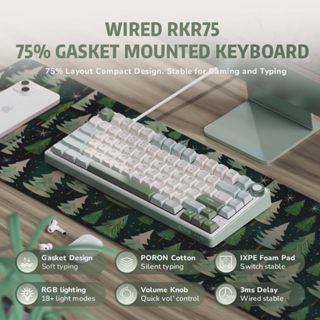 NEW RK R75 RK ROYAL KLUDGE SkyCyan 80 Key Gasket Wired Mechanical