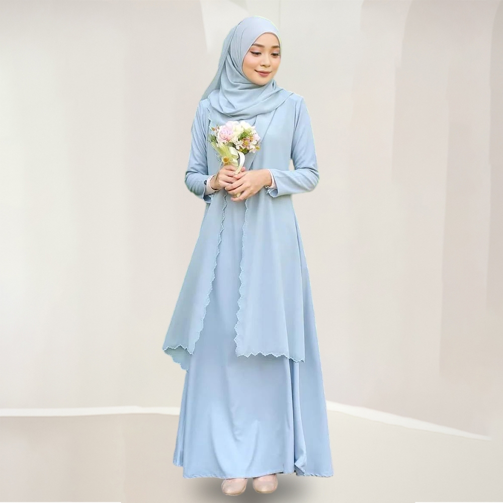 Yeleedon Abaya Jubah Dress Muslimah FREE SHAWL Baju Labuh Suit Nursing