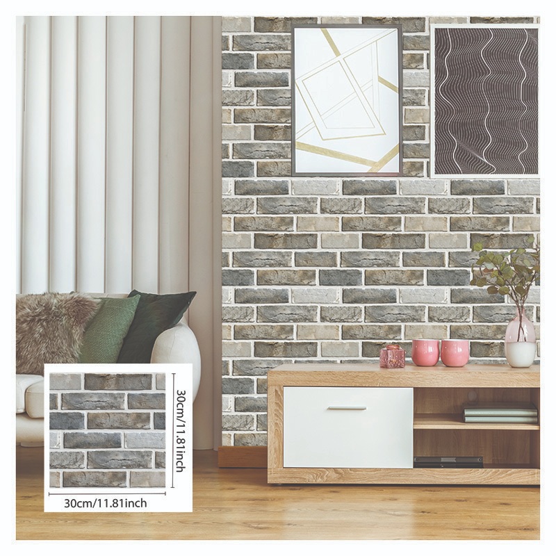 D Wall Paper Dinding Brick Wallpaper Waterproof Self Adhesive