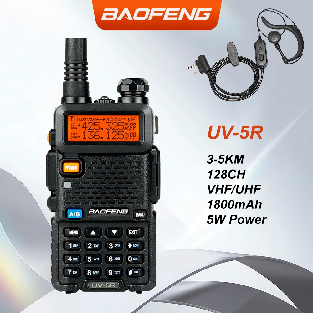 Baofeng Official Store Baofeng UV 5R 5W Walkie Talkie VHF UHF 1800mAh