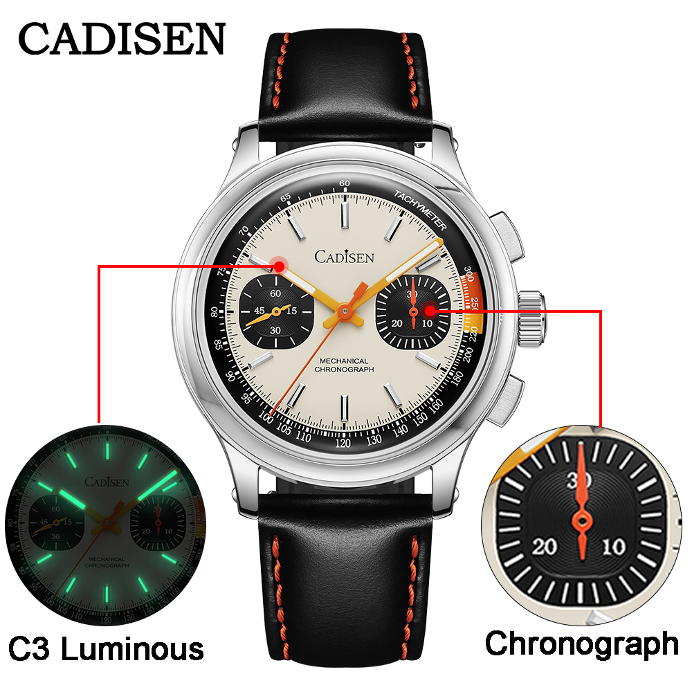 CADISEN Mechanical Sapphire Glass Watch Men Original Calendar Luminous