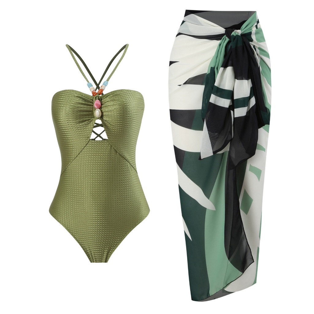 Women One Piece Swimsuit Suit Solid Color Swimwear Sexy Push Up Bikini