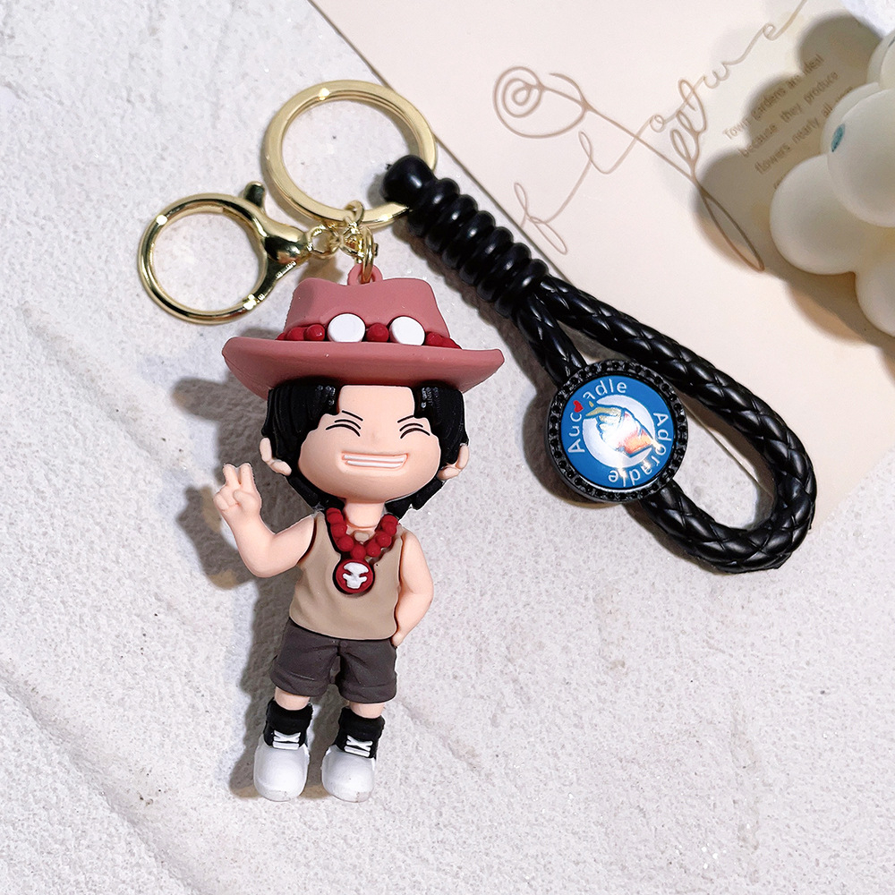 New One Piece Key Ring Pendant Keychain Luffy Ace Cartoon Cute Creative