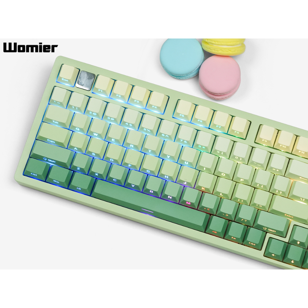 WOMIER 136 Keys Double Shot PBT Keycaps Shine Through Side Printed