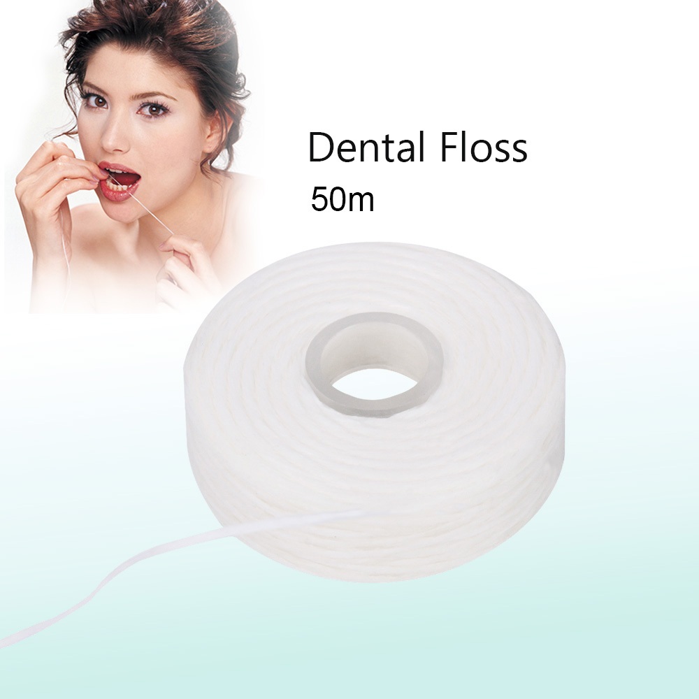 50m Roll Dental Flosser Teeth Cleaning Micro Waxed Mint Floss Roll Oral