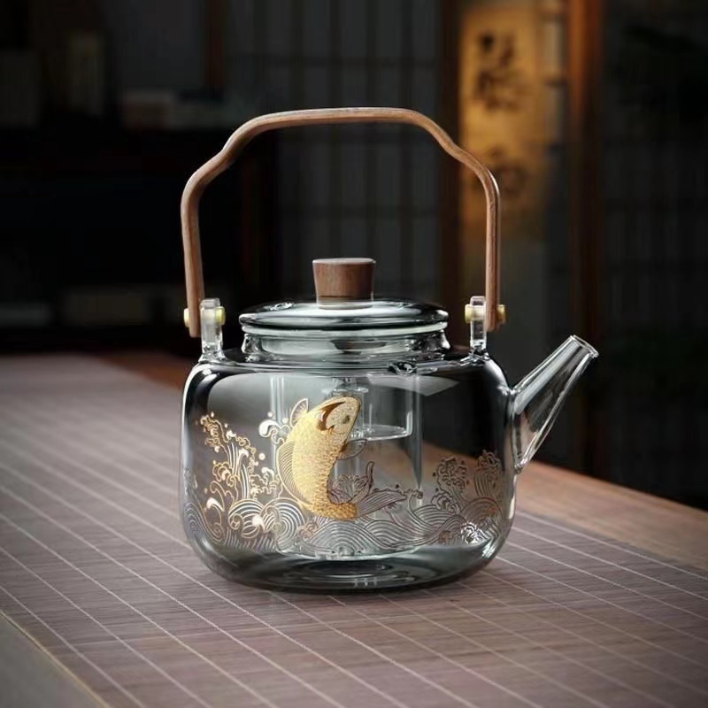 Heat Resistant Glass Teapot 900ml Lifting Beam Pot High Borosilicate