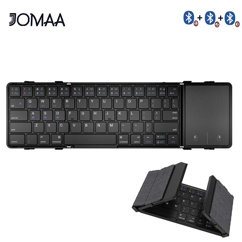 Ready Stock JOMAA Rechargeable Foldable Keyboard With Touchpad Mouse