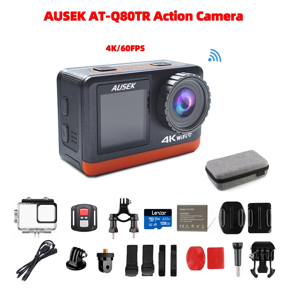 Original AUSEK AT Q80TR Action Camera 4K 60FPS 170 Wide Angle Fish Eye