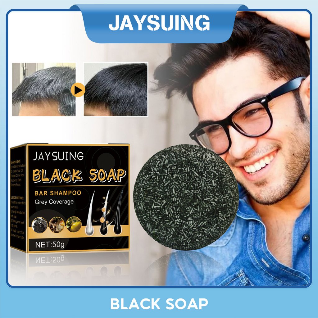 Jaysuing Black Soap Pc Shampoo Soap Natural Darkening Grey Hair