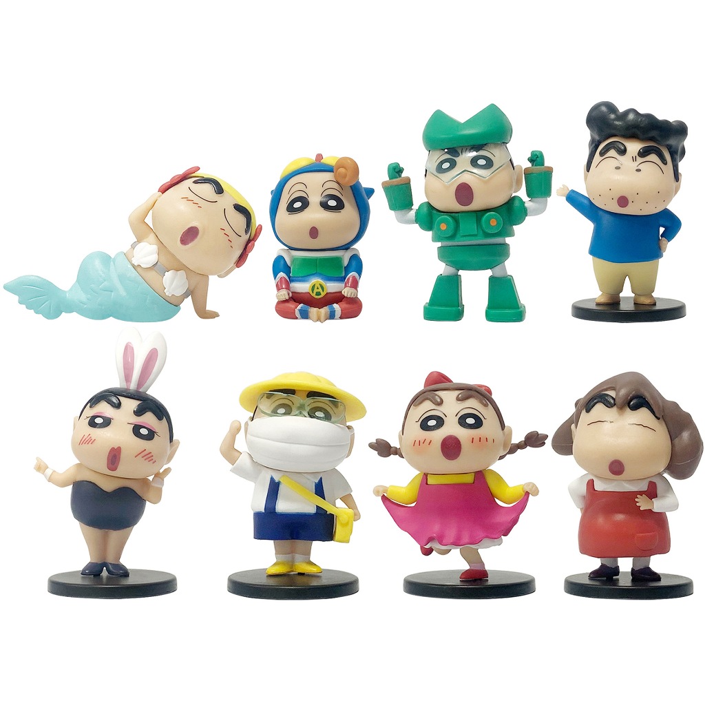 8Pcs Set 5 9cm Anime Crayon Shin Chan Figure Nohara Shinnosuke Cosplay