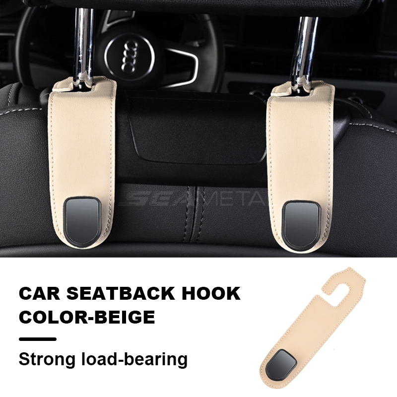 SEAMETAL Car Seat Headrest Hook Leather Metal Hook Storage Hanger Car